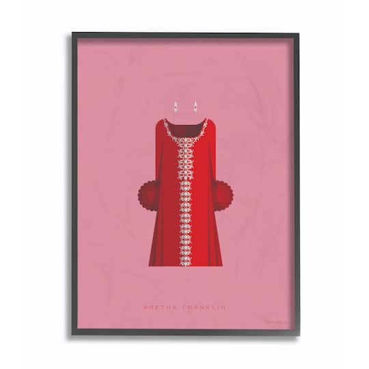 Stupell Industries Aretha Franklin Famous Fashion Design with Black Frame Wall Accent